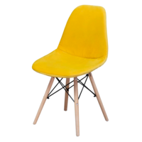 Настоящее фото товара Чехол Е01 на стул Eames, уплотненный, велюр желтый, произведённого компанией ChiedoCover