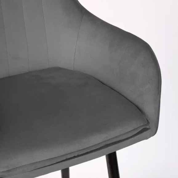 Кресло Сета, барные ножки, серый, черный, велюр - фото 9