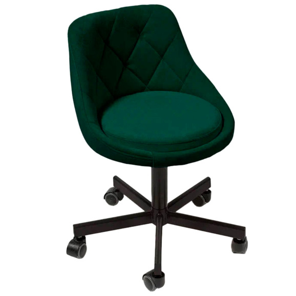 Стул Туфа, пятилучие, темно-зеленый, черный, велюр - фото 1