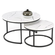 Фотография товара Комплект Grove, 2 стола журнальных, белый мрамор, черный от компании ChiedoCover.
