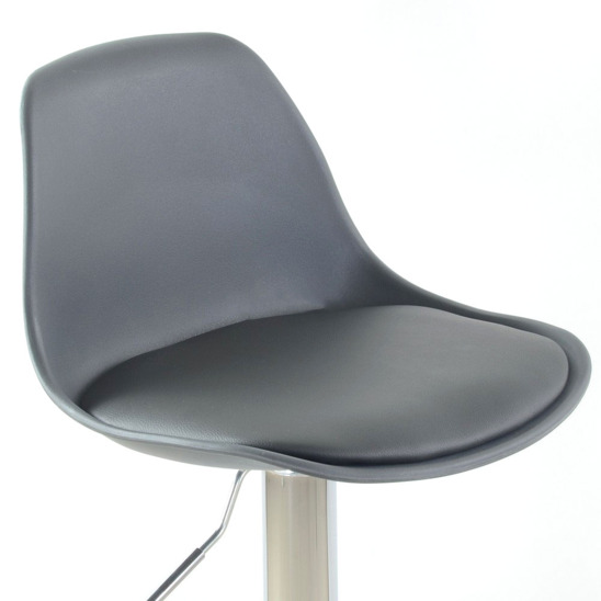 Барный стул Амора, серый пластик, серая кожа - фото 4
