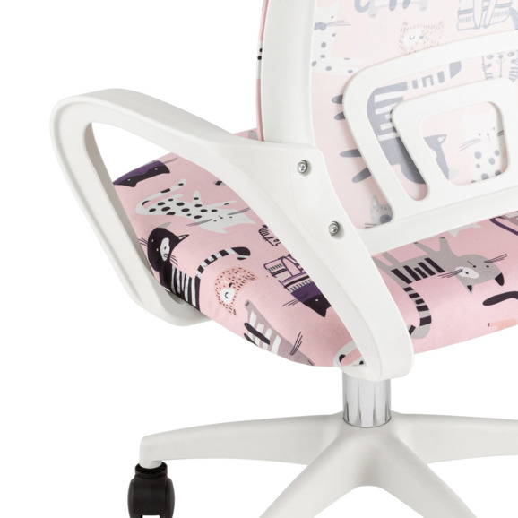 Кресло офисное TopChairs Simple SN Junior принт Pink Cats, белый - фото 8