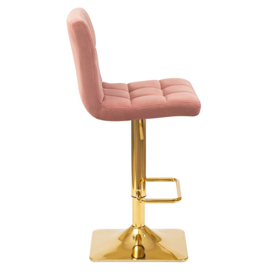 Барный стул Арканес, золотая база, велюр розовый - фото 3