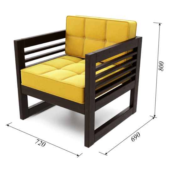 Кресло Вега венге, желтое - фото 4