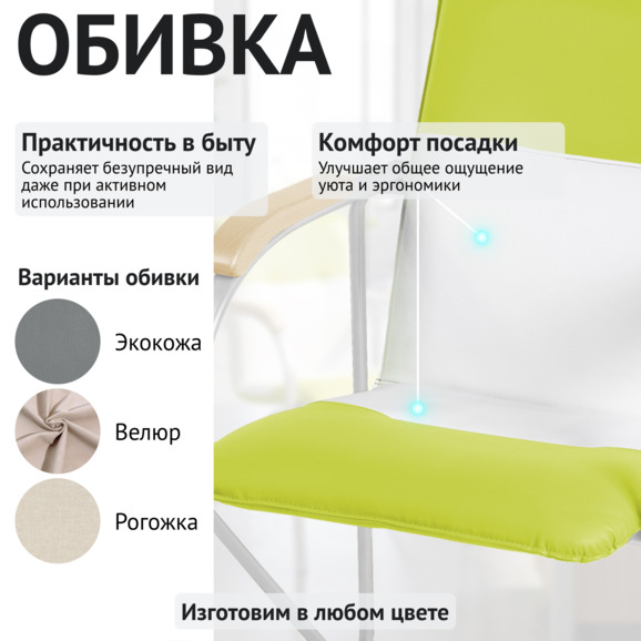Стул Самба, салатовый/белый, каркас - белый - фото 3
