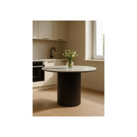 Фотография Керамический стол Барел 90 белый мрамор snow white / черный Фотография товара Керамический стол Барел 90 белый мрамор snow white / черный от компании ChiedoCover.