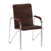 Стул Самба, экокожа Гэлакси Браун, каркас хром, подлокотники бук, морилка красное дерево