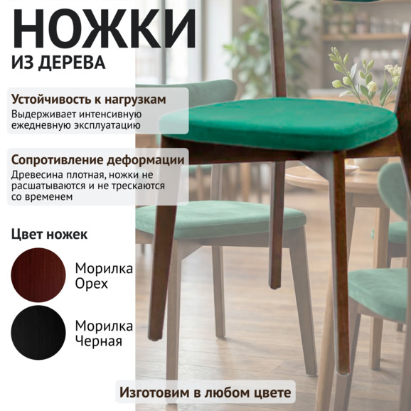 Стул Руби, велюр зеленый - фото 4