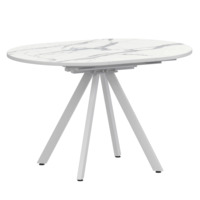 Фотография Стол раздвижной Лаки мини 900+300мм, мрамор белый, белый муар от производителя ChiedoCover, картинка продукции, реальное фото товара Настоящее фото товара Стол раздвижной Лаки мини 900+300мм, мрамор белый, белый муар, произведённого компанией ChiedoCover