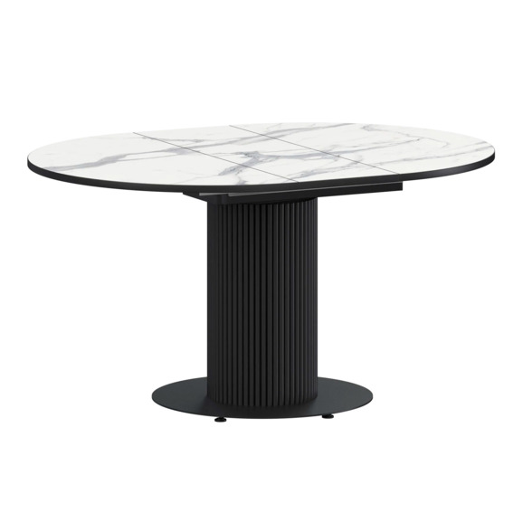 Стол раздвижной Амор 1000+300, мрамор белый, черный муар - фото 1