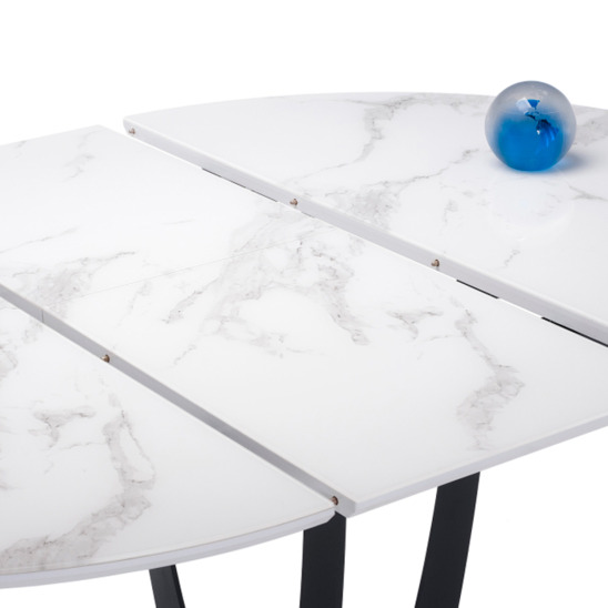 Стеклянный стол Венера графит, белый мрамор - фото 3