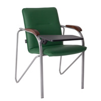 Настоящее фото товара Стул Самба с пюпитром пластик черный, экокожа грасс, каркас серебро, произведённого компанией ChiedoCover