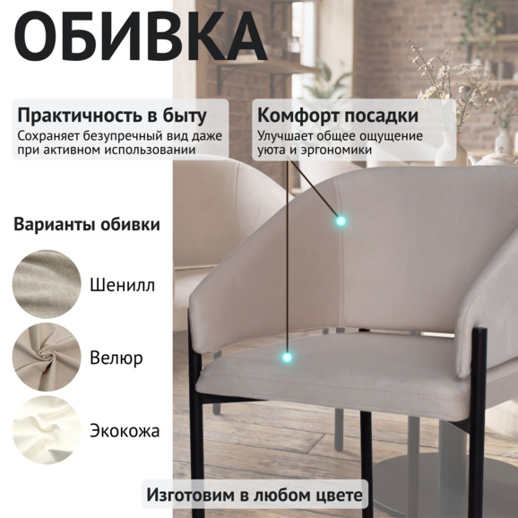 Полукресло Гуччи, велюр Евита 3, металл Рал 9005 - фото 3