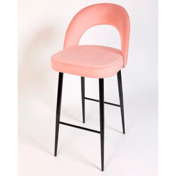 Стул Пиннате, барный, розовый, черный, велюр - фото 3