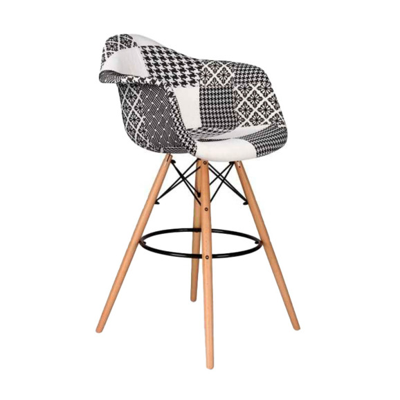 Кресло Eames DAW Барное Patchwork Black&White - фото 1