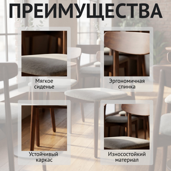 Стул Роквелл, велюр Мэдисон 02, морилка старинный орех - фото 6