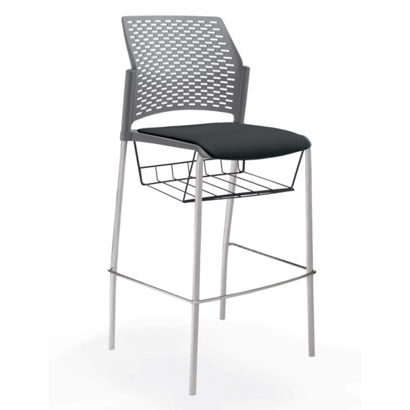 Стул Ревайнд барный с мягким сиденьем и корзиной для бумаг, серый Стул Ревайнд барный с мягким сиденьем и корзиной для бумаг, серый - фото 1