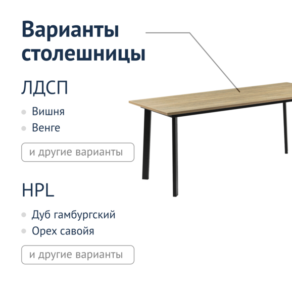 Стол разборный в стиле Лофт 1800*800 HPL, каркас черный - фото 4