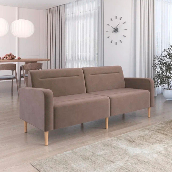 Диван Папилла, велюр, 202 см, светло-коричневый Диван Папилла, велюр, 202 см, светло-коричневый - фото 4