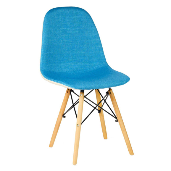 Стул мягкий Eames, ткань, бук, синий, белый - фото 1