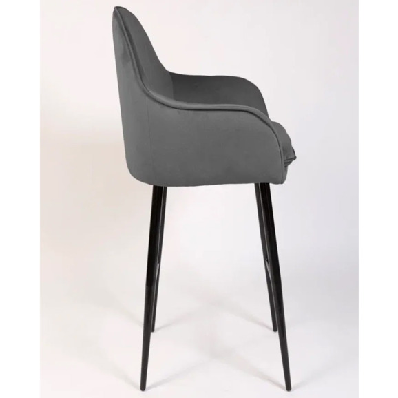 Кресло Сета, барные ножки, серый, черный, велюр - фото 7