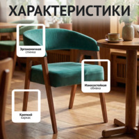 Фотография товара Стул Рикко, велюр Велутто 43, ножки бук морилка светлый орех от компании ChiedoCover.