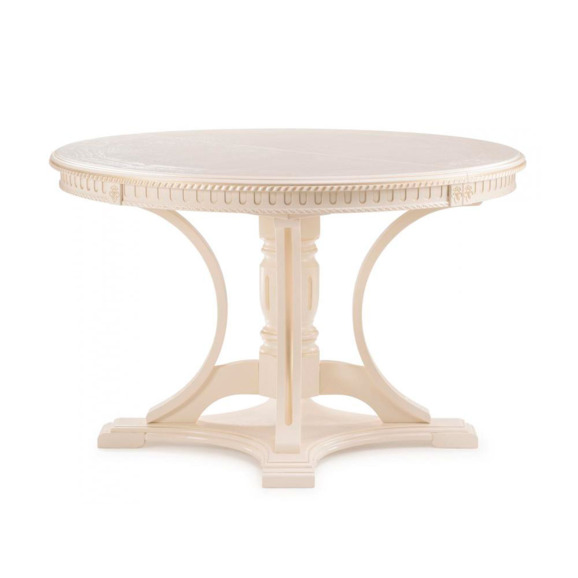 Деревянный стол Нозеан круглый бежевый / золото - фото 2