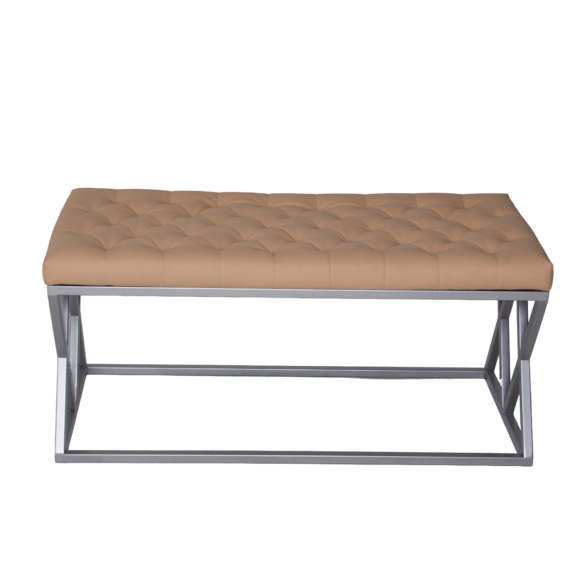 Банкетка Инсигния, экокожа Nitro Beige, каркас металл RAL серебро - фото 2