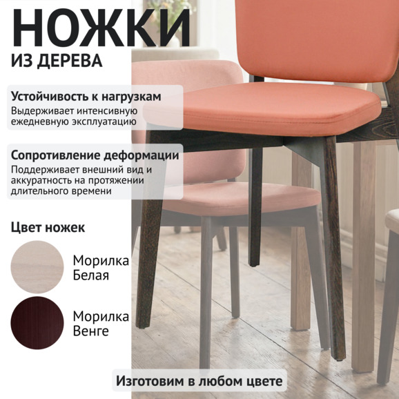 Стул Сафир, велюр велутто 55/спинка и кант трусарди 37/1, морилка венге - фото 4