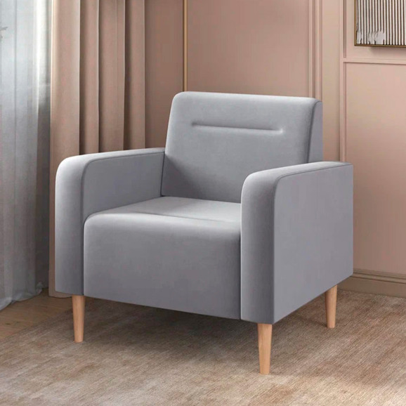 Кресло Папилла, велюр, светло-серый - фото 4