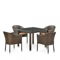 Настоящее фото товара Комплект мебели Энфилд, коричневый, 4 стула, квадратная столешница, произведённого компанией ChiedoCover