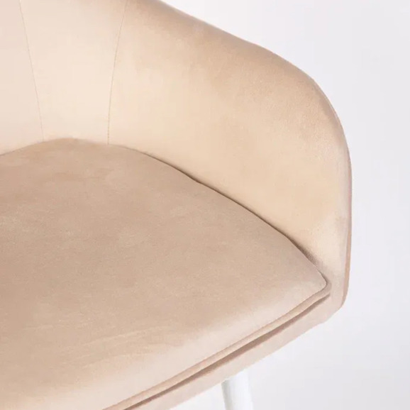 Кресло Сета, барные ножки, бежевый, белый, велюр - фото 10