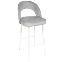 Настоящее фото товара Стул Пиннате, барный, светло-серый, белый, велюр, произведённого компанией ChiedoCover