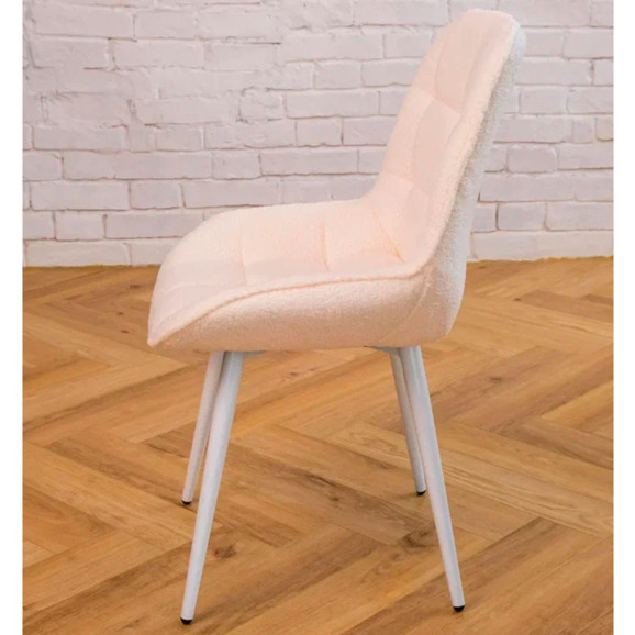 Стул Мускус, металл круглый профиль, букле, бежевый, белый - фото 3