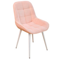 Настоящее фото товара Стул Мускус, металл круглый профиль, букле, розовый, белый, произведённого компанией ChiedoCover