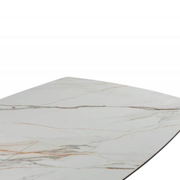 Керамический стол Риполь 160(205)х89 белый с прожилками gilt white / черный - фото 6