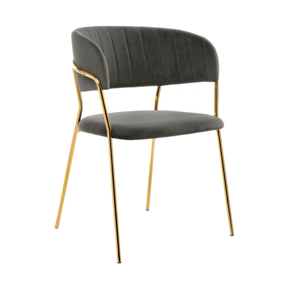 Стул на металлокаркасе Kamelia темно-серый / золотой Стул на металлокаркасе Kamelia темно-серый / золотой - фото 1