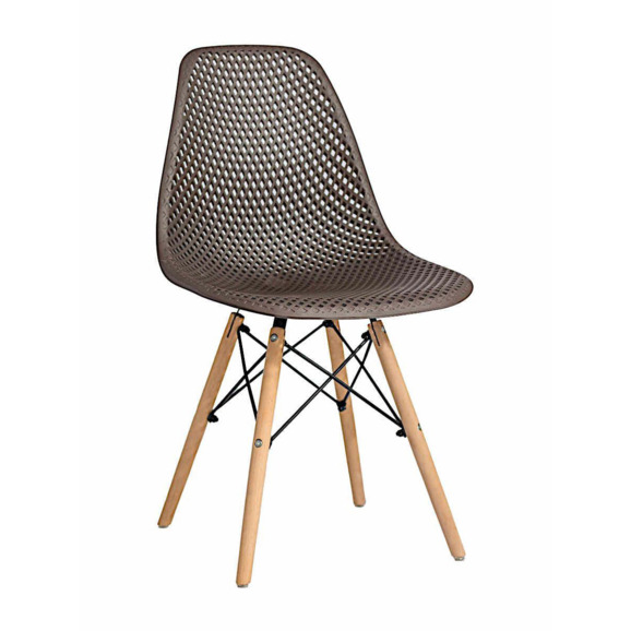 Стул пластиковый перфорированный Eames, бук, горячий шоколад - фото 1