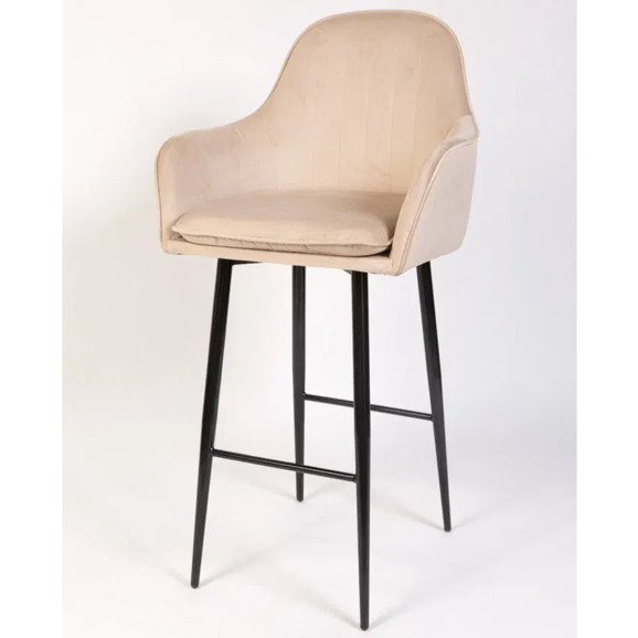 Кресло Сета, барные ножки, бежевый, черный, велюр - фото 3