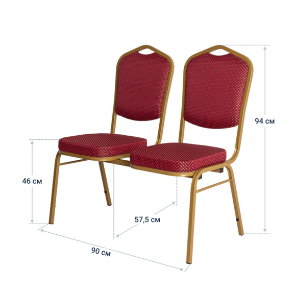 Секция стульев Хит, жаккард корона красная, каркас золото - фото 4