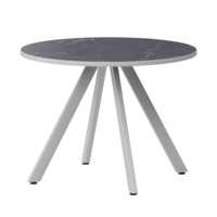 Настоящее фото товара Стол нераздвижной Лаки мини 800мм, даркстоун, белый муар, произведённого компанией ChiedoCover