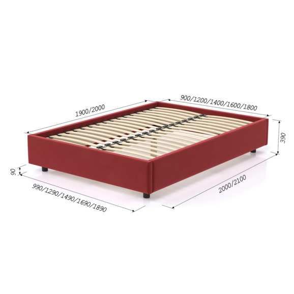Кровать SleepBox Velvet Red - фото 6