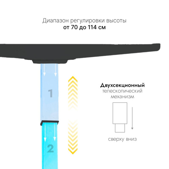 Стол с регулировкой высоты SRF2J черный / ЛДСП черный, 140x70 Стол с регулировкой высоты SRF2J черный / ЛДСП черный, 140x70 - фото 2