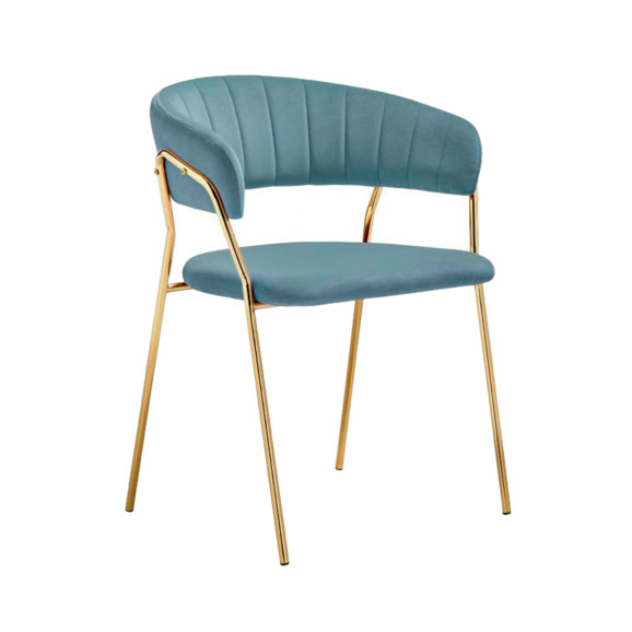 Стул на металлокаркасе Kamelia 1 light blue /gold Стул на металлокаркасе Kamelia 1 light blue /gold - фото 1