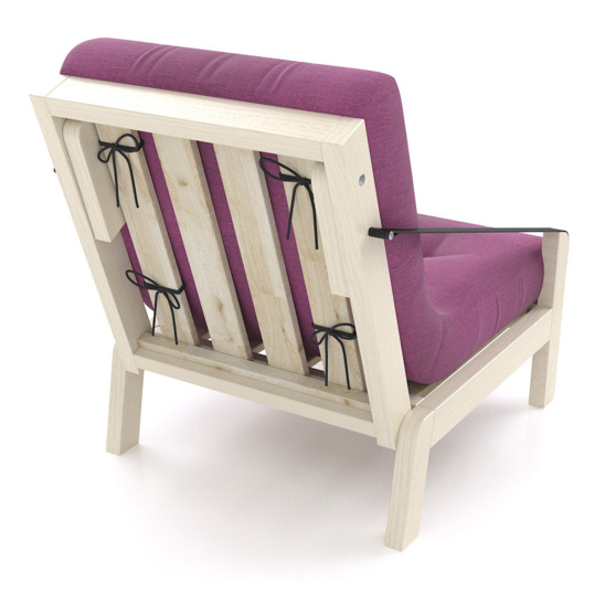 Кресло Кельвин беленый дуб, фиолетовое - фото 3
