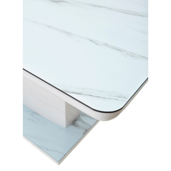 Стол Alta 140, серо-белый мрамор/ белое глазурованное стекло - фото 6