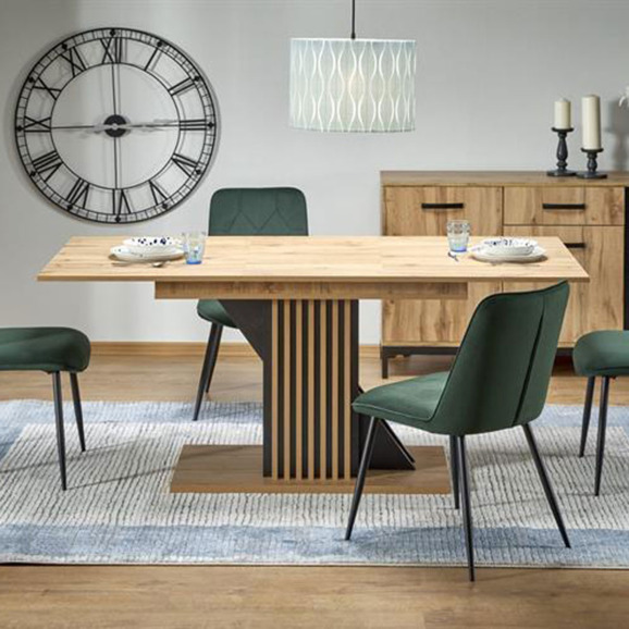 Стол обеденный Castle, раскладной, дуб вотан, черный Стол обеденный Castle, раскладной, дуб вотан, черный - фото 2