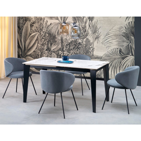 Стол обеденный Elixir, раскладной, белый мрамор, черный - фото 3
