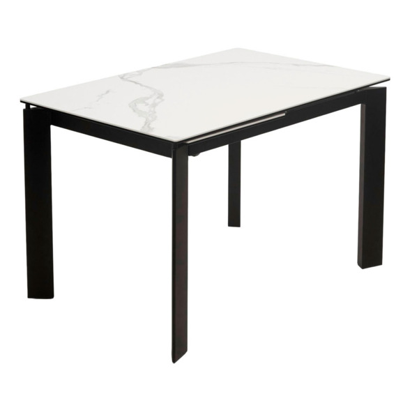 Стол Corner 120 Matte statuario Белый мрамор матовый керамика, черный каркас - фото 1