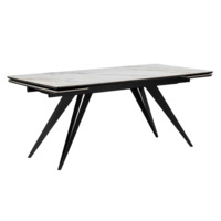 Настоящее фото товара Керамический стол Дарвин 160(220)х89 белый с прожилками gilt white / черный, произведённого компанией ChiedoCover